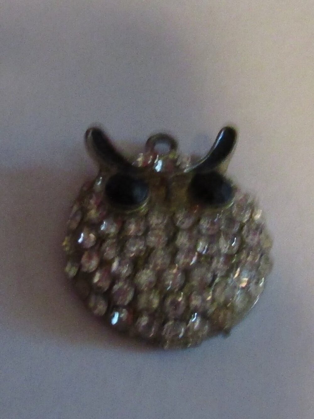 Sparkly OWL PENDANT, Rhinestone Body and Enamel eyes and feathers